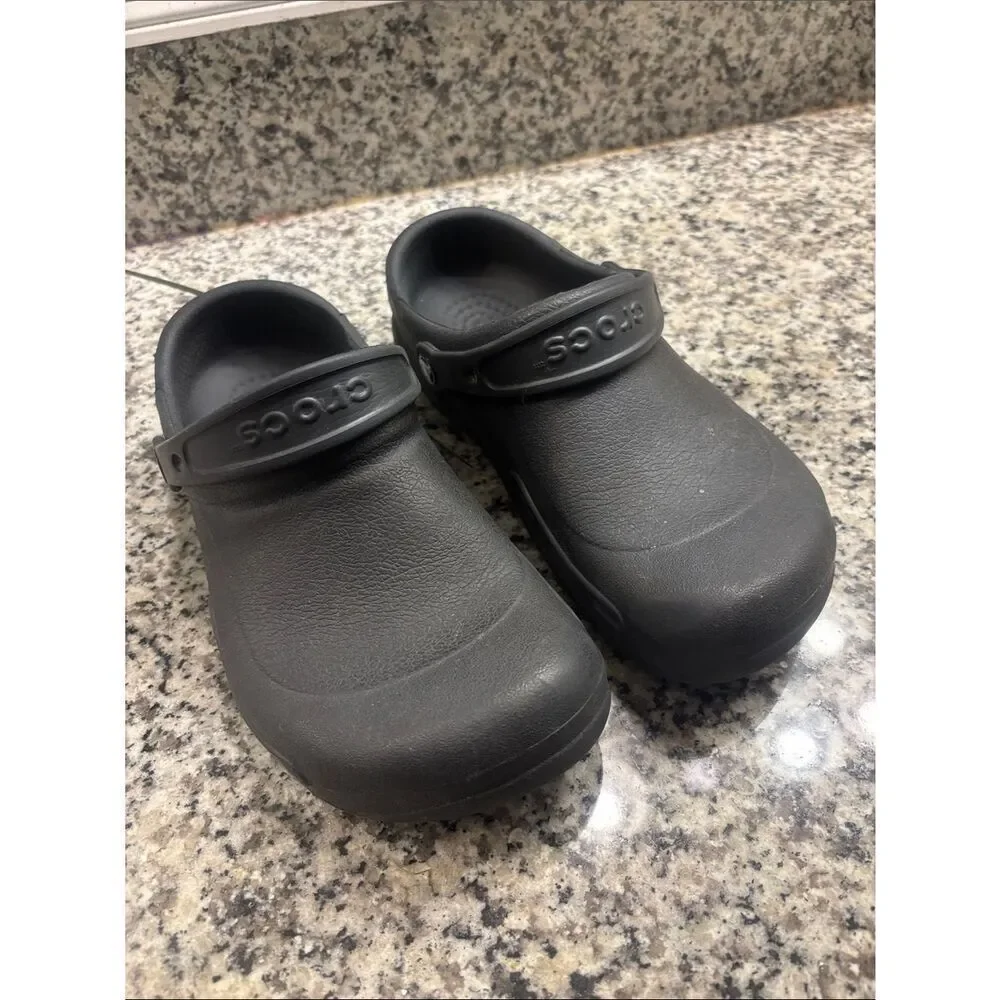CROCS Kids Black Classic Clog with Heel Strap